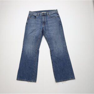 Vintage Y2K J Crew Mens 34x30 Distressed Loose Fit Wide Leg Denim Jeans Blue